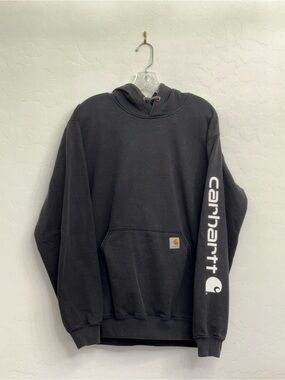 Carhartt Black Pullover Hoodie with White Sleeve Logo